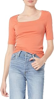 Amazon Essentials Women's Slim-Fit Half Sleeve Square Neck T-Shirt