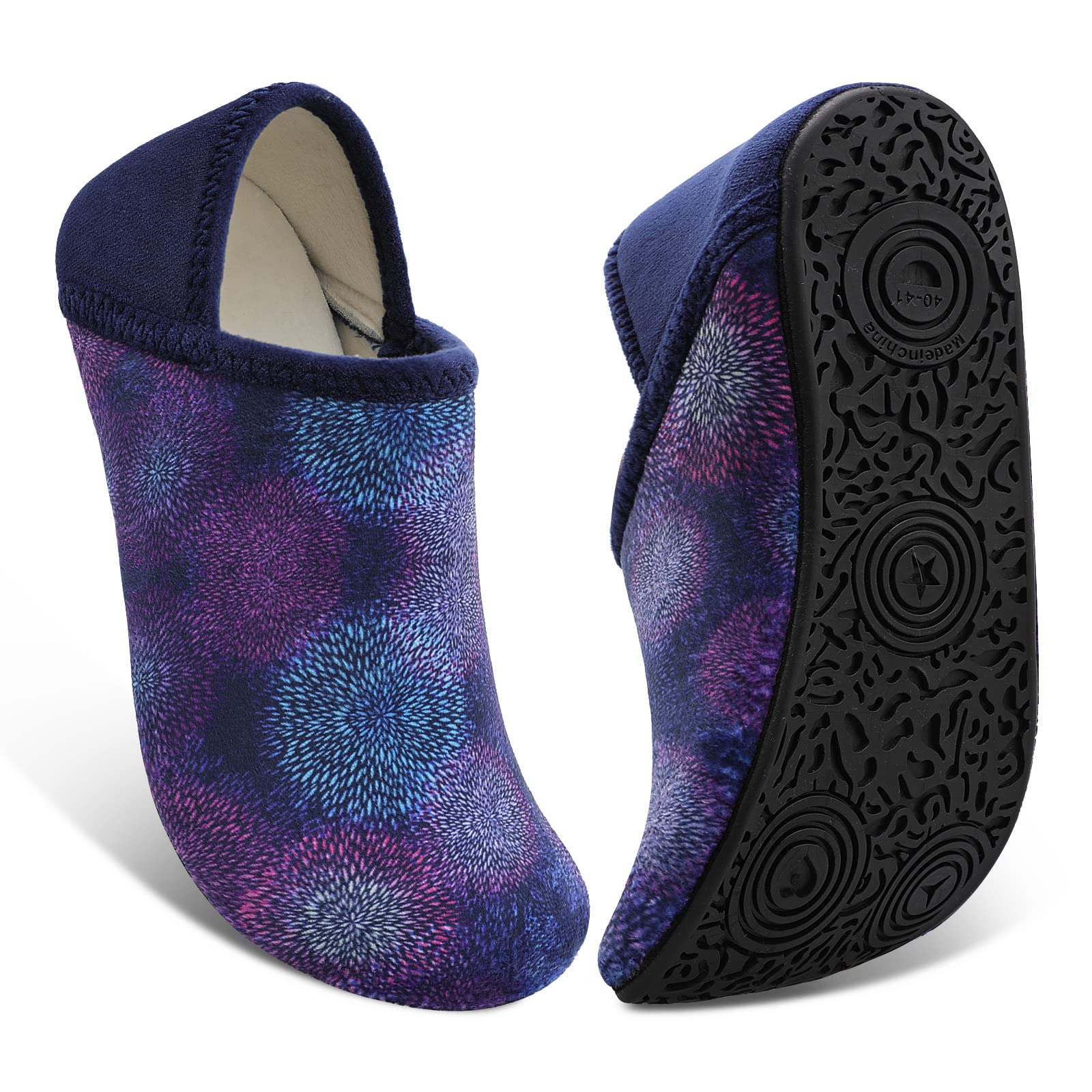Fires Womens Mens Slippers with Rubber Sole Soft-Lightweight House Slipper Socks