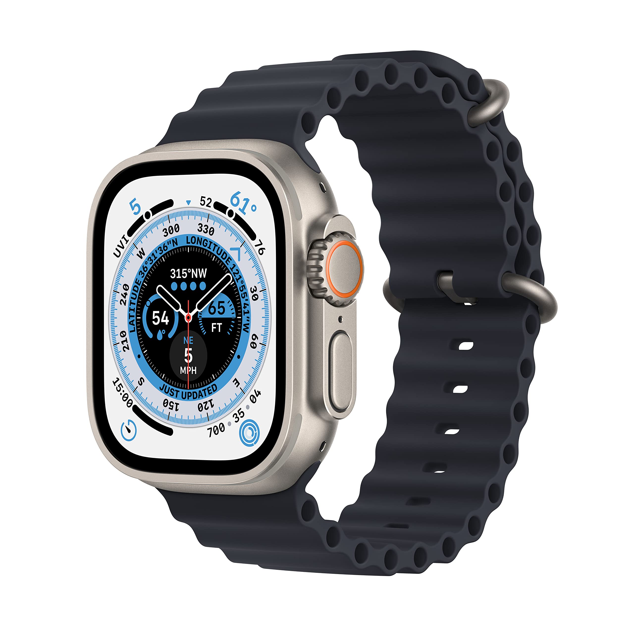 Apple Watch Ultra [GPS + Cellular 49mm] Titanium Case with Midnight Ocean Band, 