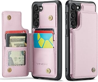 Vinich for Samsung Galaxy S23 Plus Wallet Case with Card Holder, Rose Gold