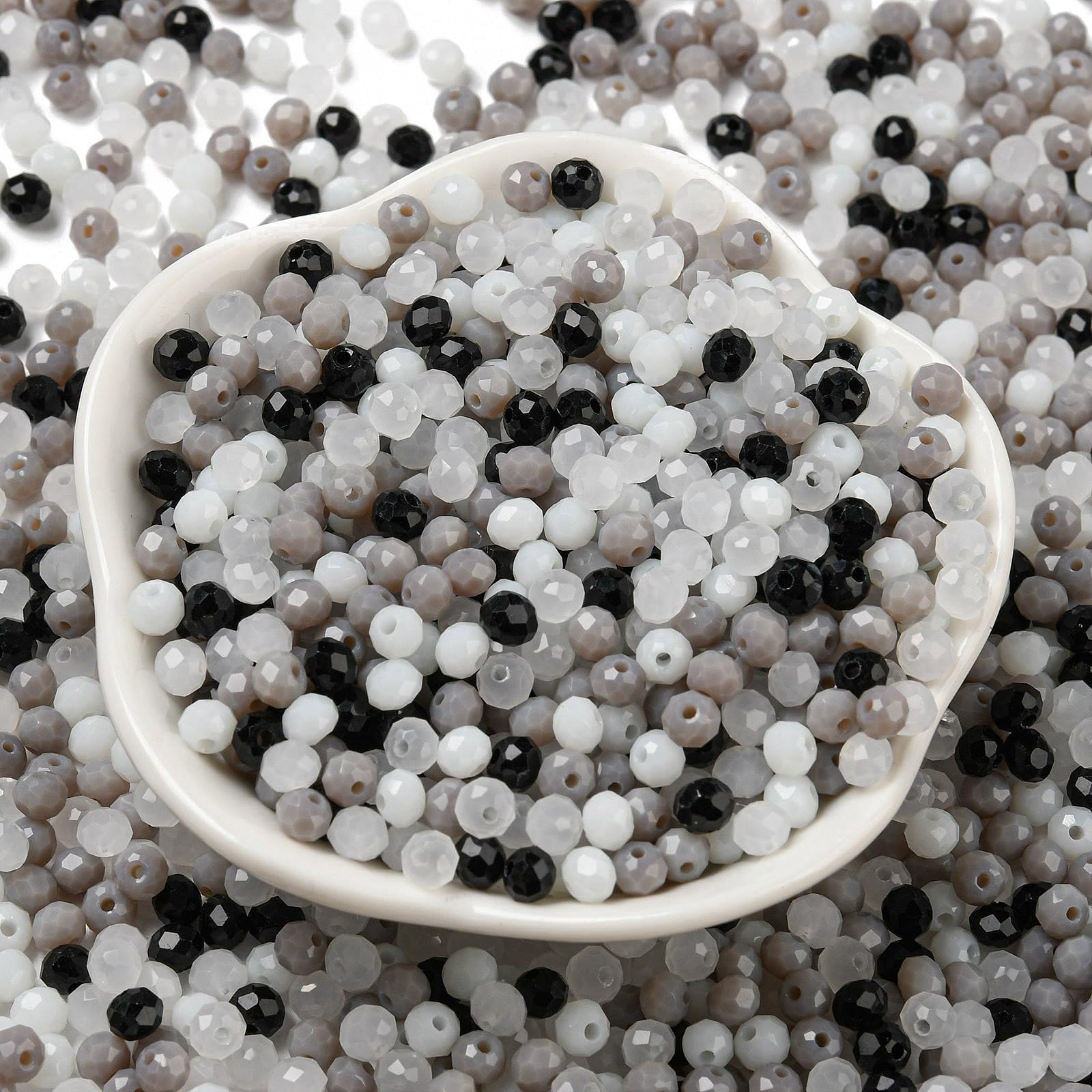 820pcs/60g Faceted Glass Rondelle Beads Mixed Color Flat Loose Beads for DIY Bra