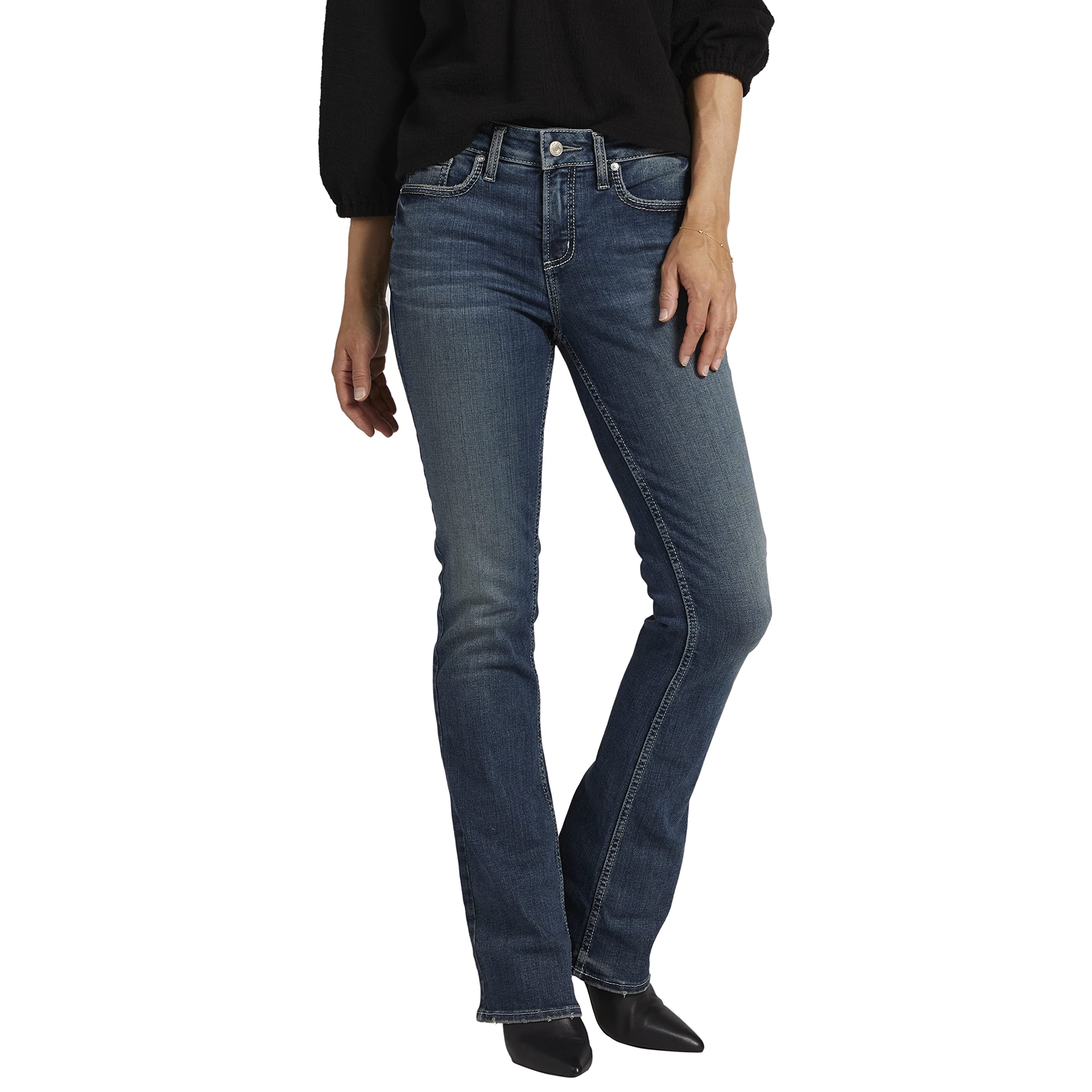 Silver Jeans Co. Women's Suki Mid Rise Curvy Fit Bootcut Jeans