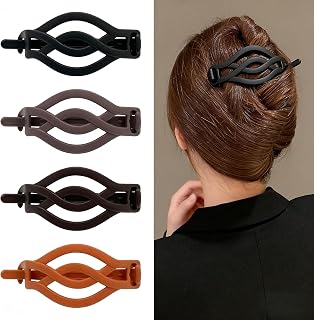 4 Pcs Braided Hair Clips for Women, French Flat Clips for Thick and Thin Hair, Non Slip Hair Barrettes, Vintage Hairstyle Accessories for Girls, Comfortable for All Over