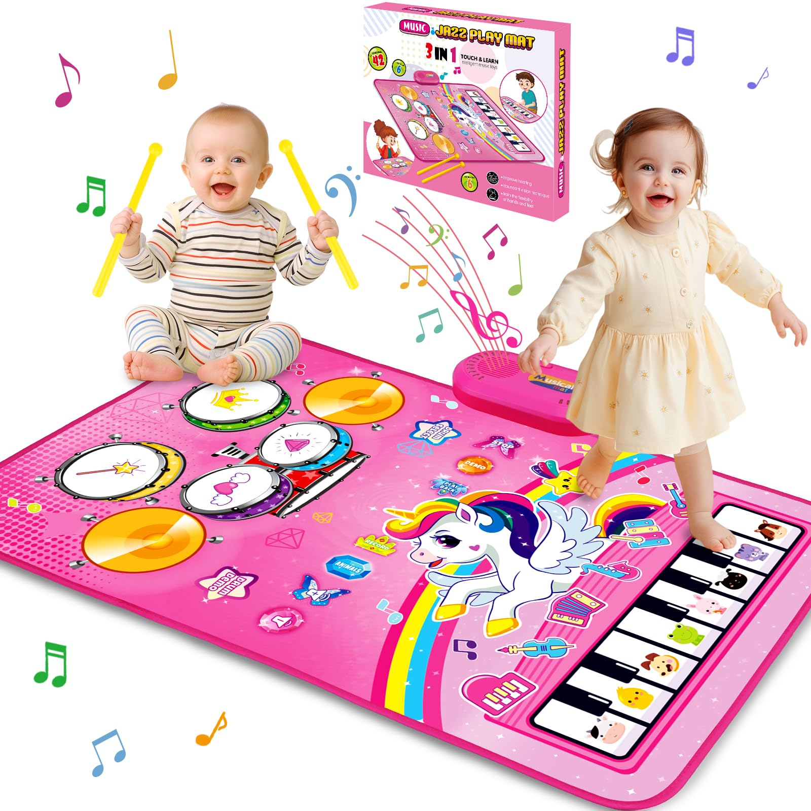 Toys for 1 Year Old Girl Gifts: 3 in 1 Baby Musical Mat Toddler Toy Age 1-2 | Pi