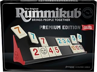Pressman Rummikub Premium Edition | Features Deluxe Racks, Large Number Engraved Tiles and Storage Bag | 2-4 Players, Ages 8+