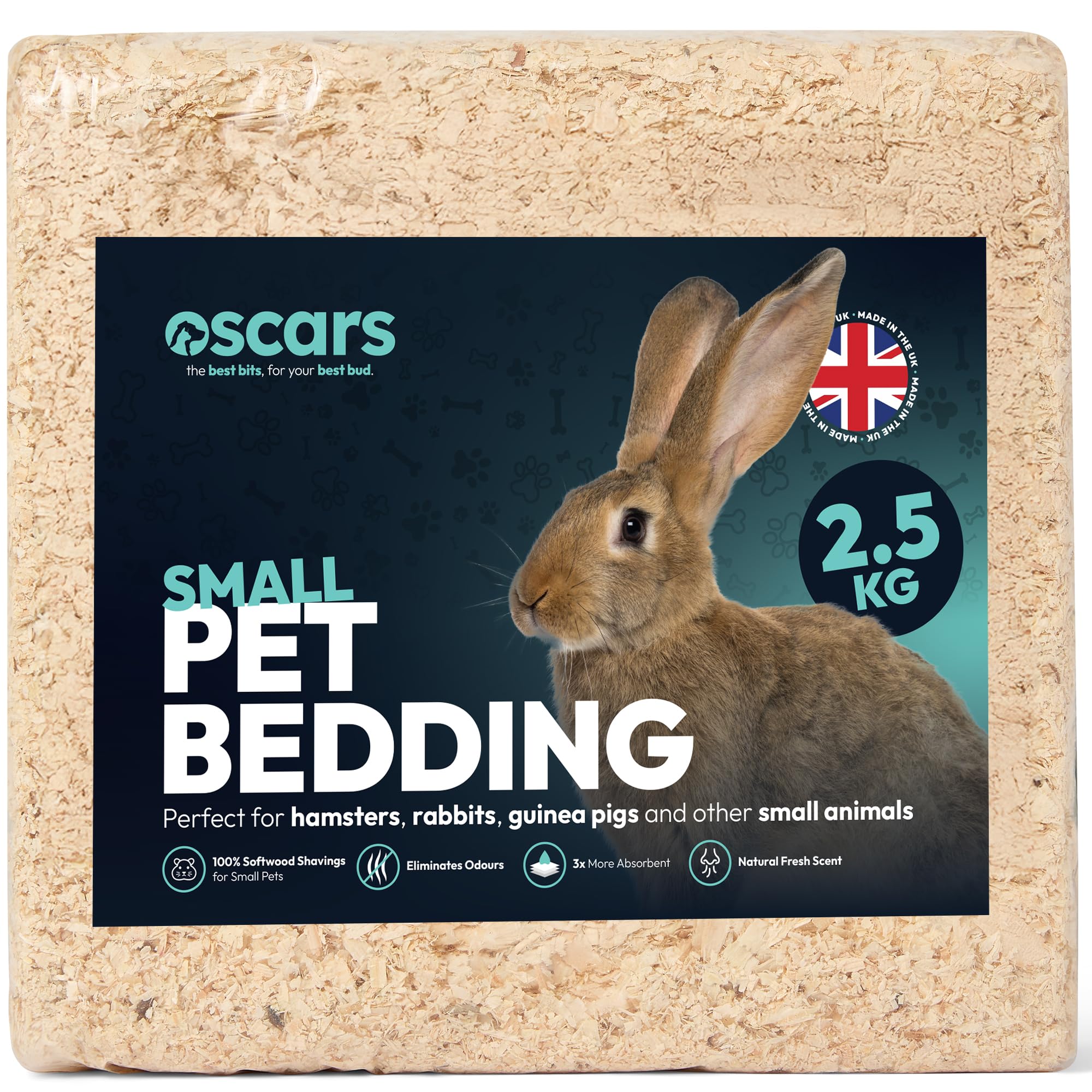 Oscars Wood Shavings Natural Small Pet Bedding, 2.5kg - Soft Animal Bedding | So