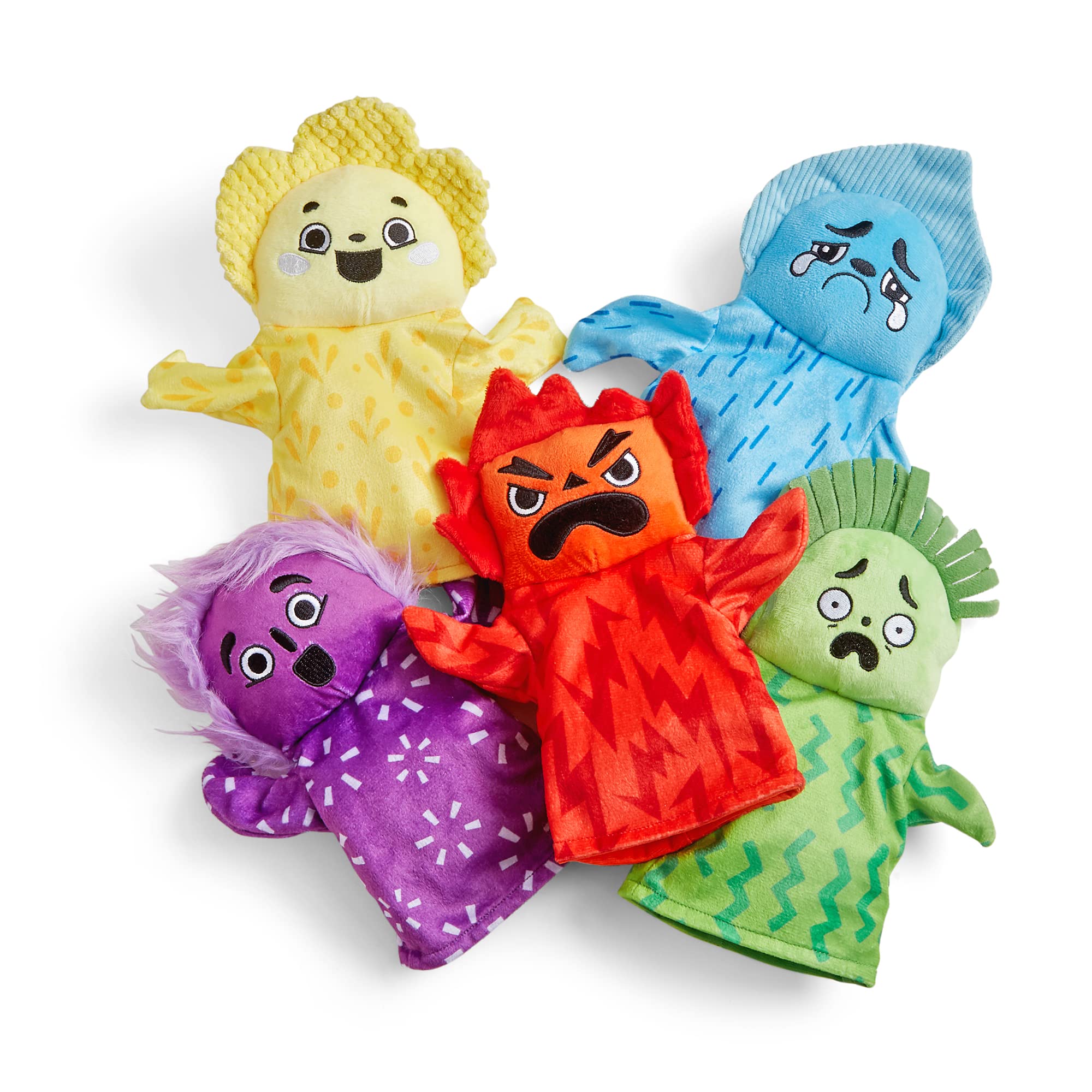 hand2mind Feelings Family Hand Puppets, Emotions Toys, Dramatic Play Therapy Toy