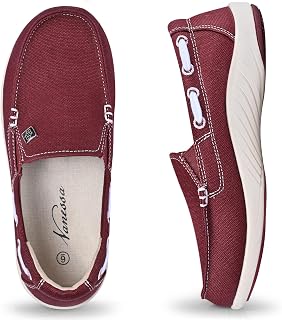 Womens Slip On Shoes, Comfort Casual Loafers Shoes with Arch Support - Boat Canvas Sneakers for Daily Walking