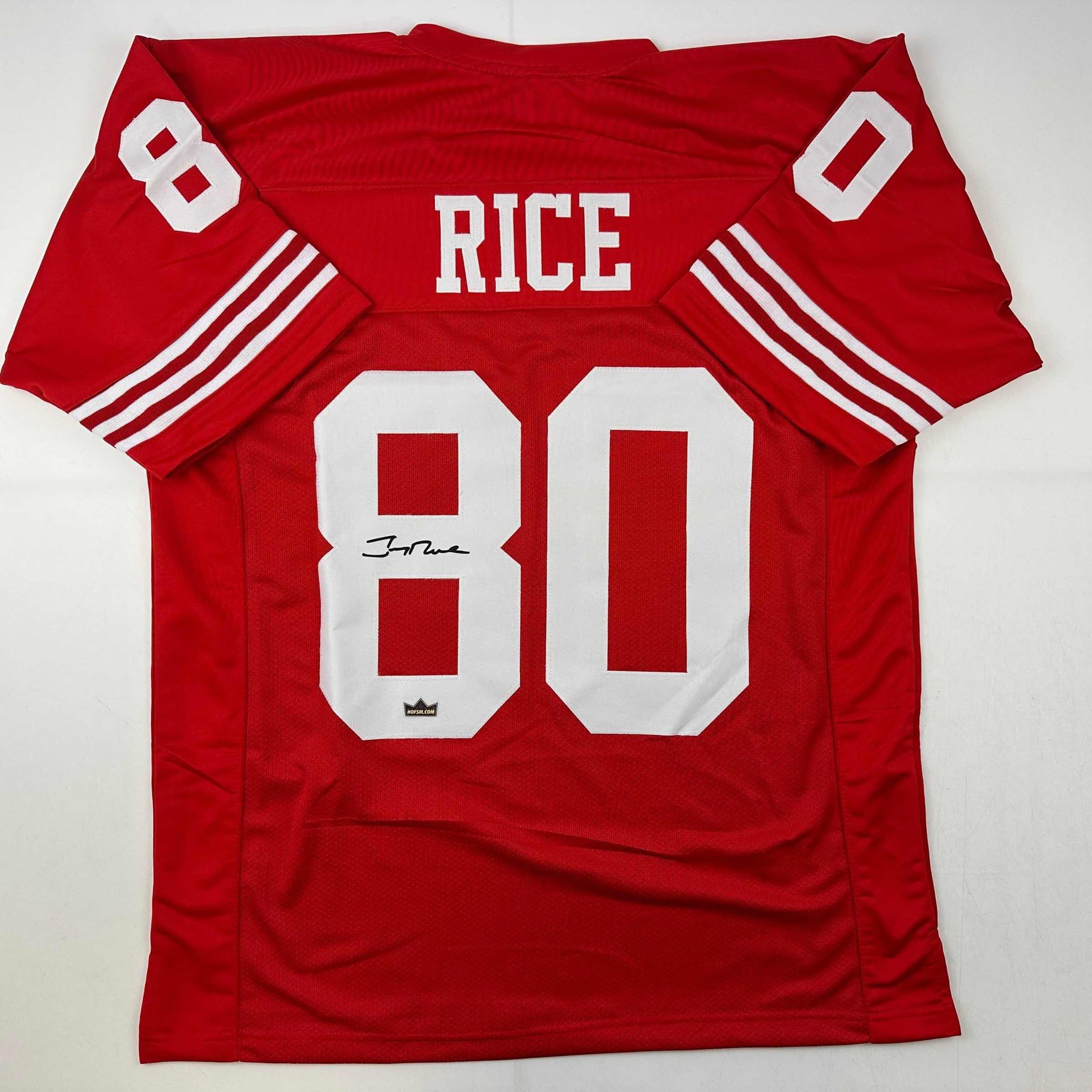Facsimile Autographed Jerry Rice San Francisco Red Reprint Laser Auto Football J