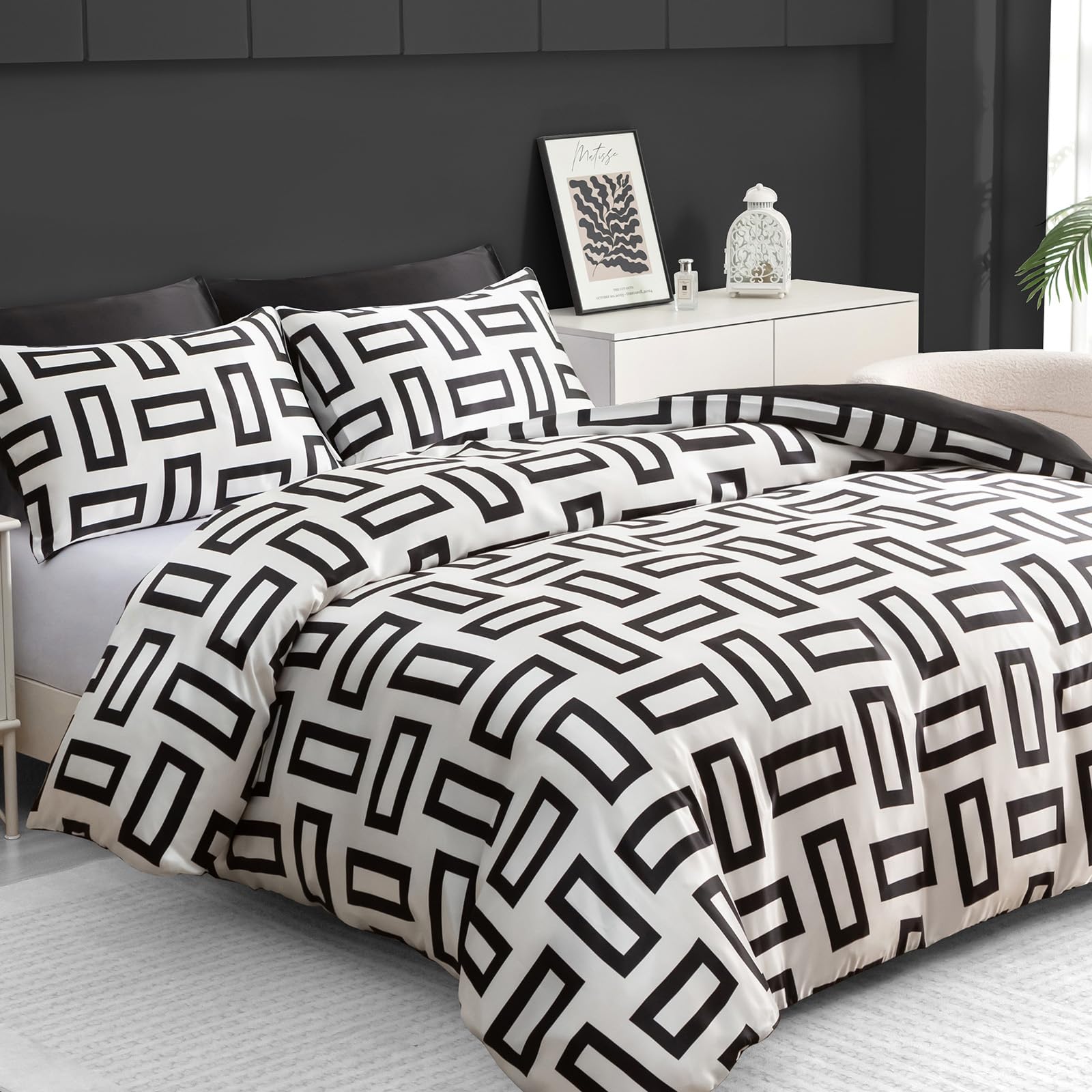 Pamposh Double Duvet Set - Premium Satin Silk Reversible Duvet Cover - Luxurious