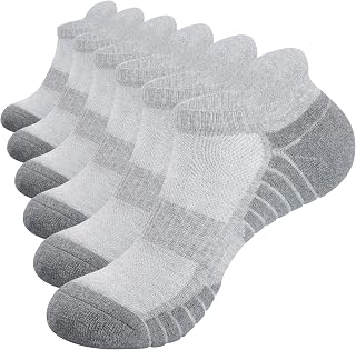 TANSTC Mens Running Socks Anti-Blister Cushioned Sports Socks Trainer Socks for Men Women Cotton Ankle Socks Low Cut Breathable Athletic Sock(6 Pairs)