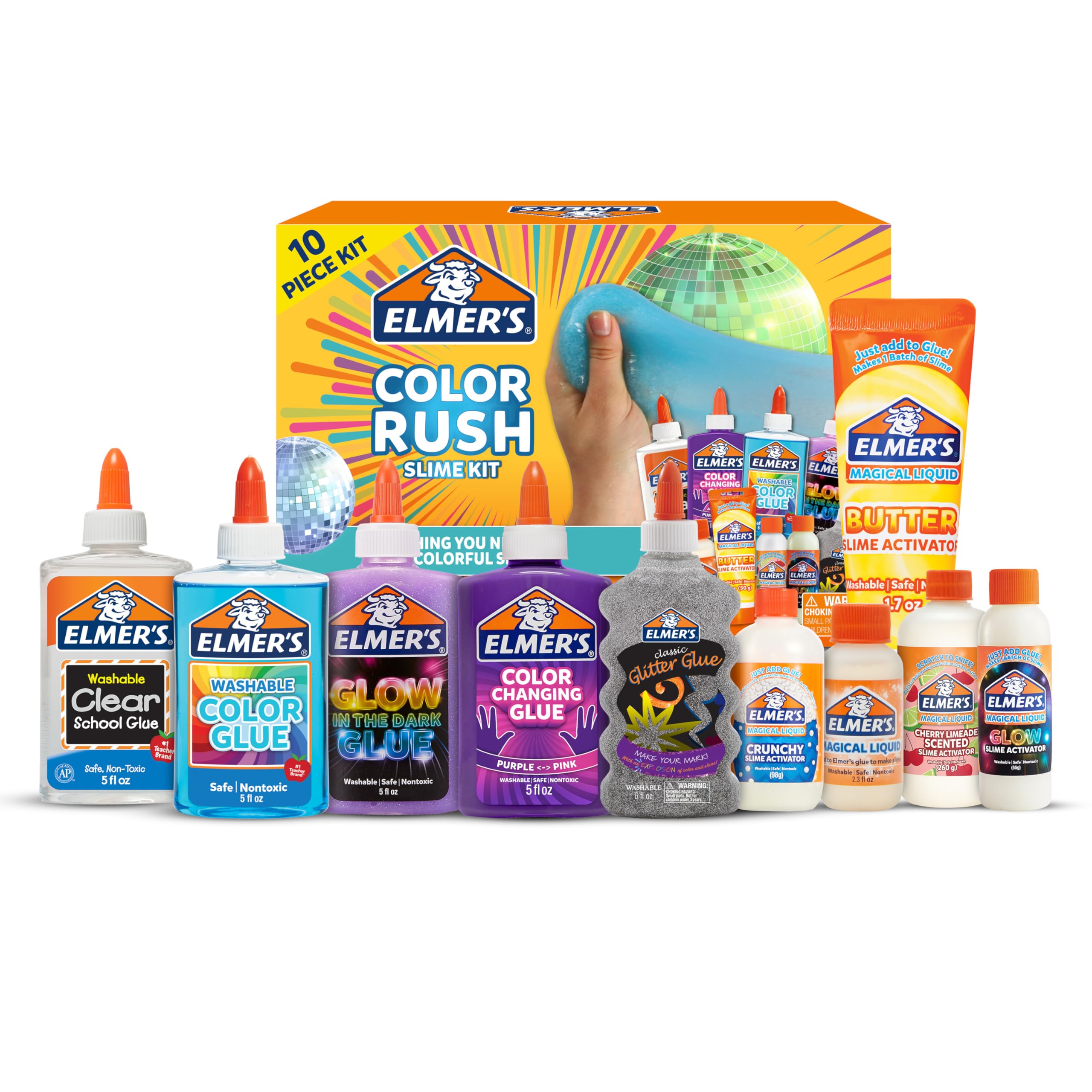 Elmer's Color Rush Slime Kit, Includes Liquid Glue, Activator, Makes Color Chang