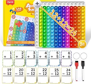 JoyCat 144 Addition & Subtraction Flash Cards with Learning Board, Ages 4-8