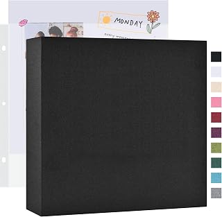 Mublalbum 12x12 Inch 3 Ring DIY Scrapbook Photo Album 80 Pages, Black | Linen Cover, 3 Ring Binder Scrapbook, 40 Sleeves 80 Pages, Memory Book for Baby, Wedding, Anniversary, DIY Projects