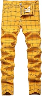 NOVOCCT Plaid Panst Men's Stretch Slim Casual Work Trousers Chino Trousers