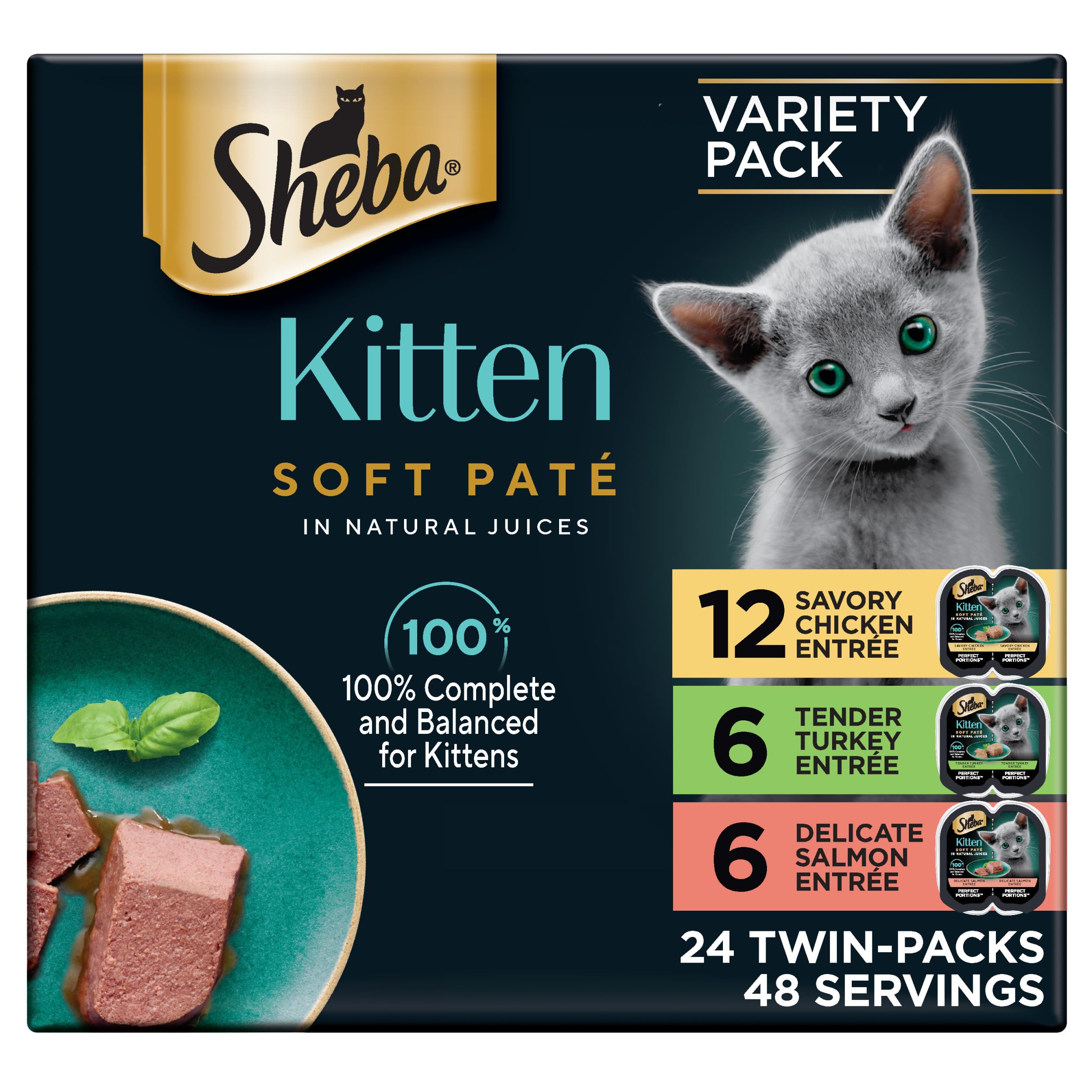 Sheba Perfect Portions Kitten Pate Wet Cat Food, Multipack, 2.6 oz, 24 ct | Chic