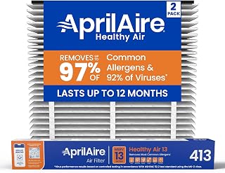 AprilAire 413 Replacement Filter for AprilAire Whole House Air Purifiers - MERV 13, Healthy Home Allergy, 16x25x4 Air Filter (Pack of 2)