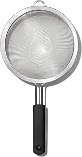 OXO Good Grips 8-Inch Double Rod Strainer | Fine Mesh Colander, Extra-Sturdy Build, Ideal for Rinsing and Straining Pasta, Grains and Berries, Dishwasher Safe