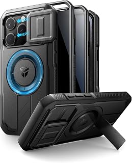 Dexnor for iPhone 15 Pro Case with Slide Camera Cover & Adjustable Kickstand & Privacy Screen Protector, Compatible with MagSafe Rugged Bumper Case Magnetic Protective Cover 6.1 Inch,Black