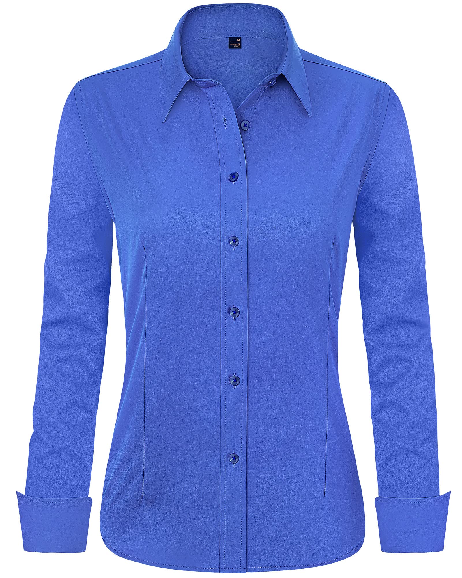 J.VER Women Button Down Shirt Cotton Stretch Collar Long Sleeve Casual Work Shir
