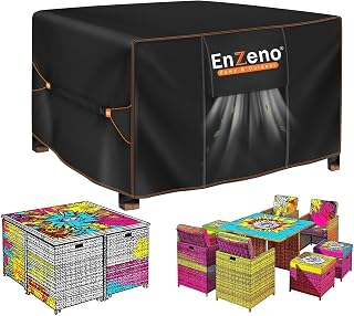 Enzeno Garden Furniture Cover Waterproof Outdoor Table Chair Cover Outdoor Garden Furniture Protector Cover 60 x 60 x 28 in (L x W x H) Black