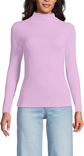 Lands' End Women's Drapey Rib Skimming Long Sleeve Mock Neck Shirt