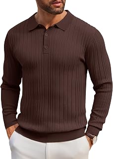 Coofandy Men's Long Sleeve Polo Shirt, Lightweight, Modern, Casual, with Collar