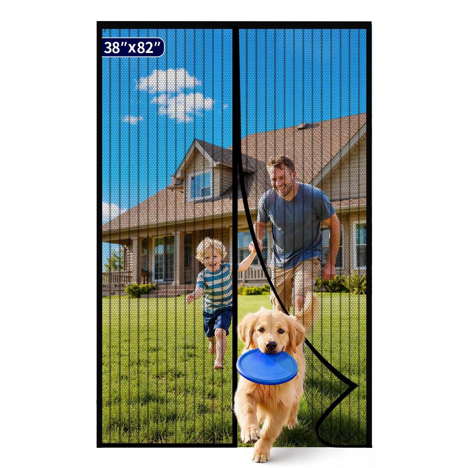 Kitsure Magnetic Screen Door Mesh, 38 x 82 in, Hands-Free Closure | Keeps Bugs O