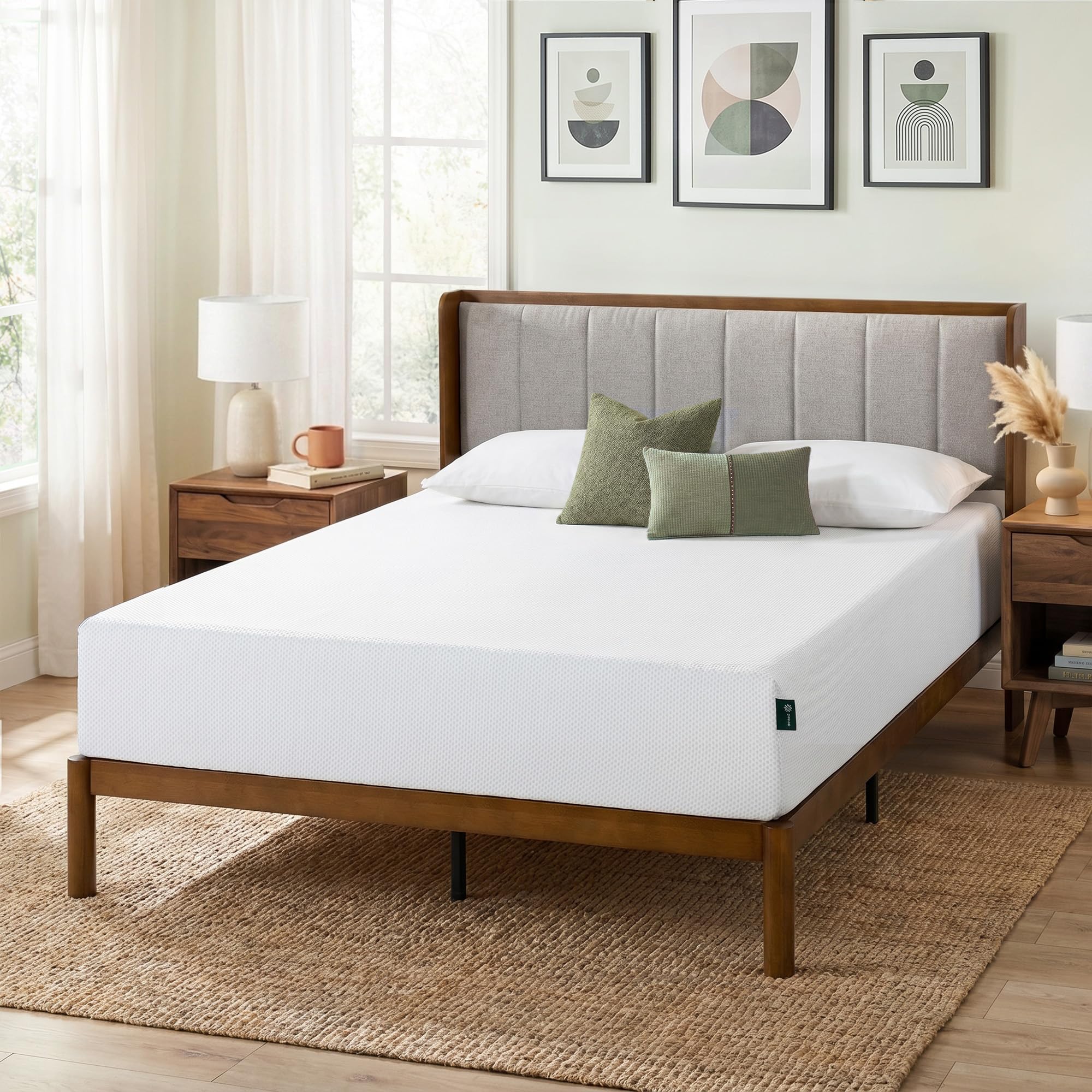 Zinus Queen Mattress, 10 Inch Green Tea Cooling Gel Memory Foam, Mattress in a B