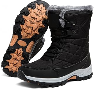 Womens Snow Boots Women's Winter Boots Women Fur Lined Snow Boots For womens Anti-Slip Womens Winter Boots Waterproof Backpacking Boots Outdoor Walking Shoes For Ladies Anti Slip Ankle Boots Non-slip