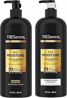 TRESemmé Rich Moisture Hydrating Shampoo & Conditioner Set 28 oz 2 Pack | Moisturizing for frizz-prone hair, Restores damaged hair, Moisturizes & detangles, Shampoo and Conditioner set