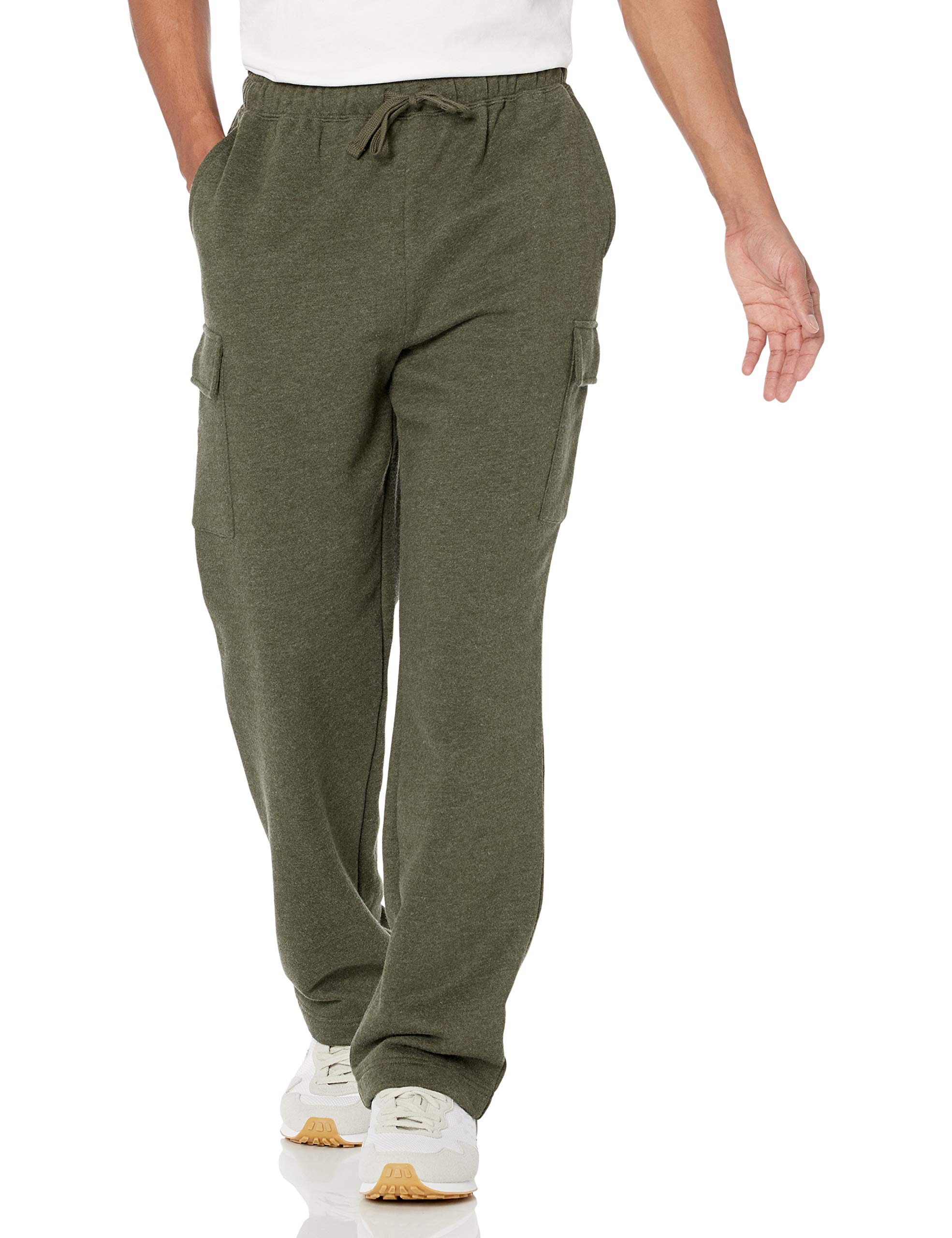 Amazon Essentials Men's Relaxed-Fit Cargo Fleece Tracksuit Bottoms with Open Bot