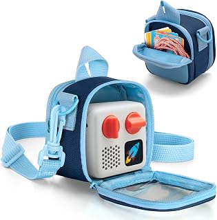 LoDrid Travel Case Compatible with Yoto Mini (2024 Edition), Blue | Audio Player Holder with Adjustable Shoulder Strap for Cards and Accessories, Bag Only