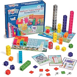 hand2mind Numberblocks 1-10 MathLink Cubes Activity Set, Ages 3+ | Linking Cubes, Numberblocks Activity Set, Preschool and Kindergarten Learning Activities, For Kids Ages 3, 4, 5, 6, 7