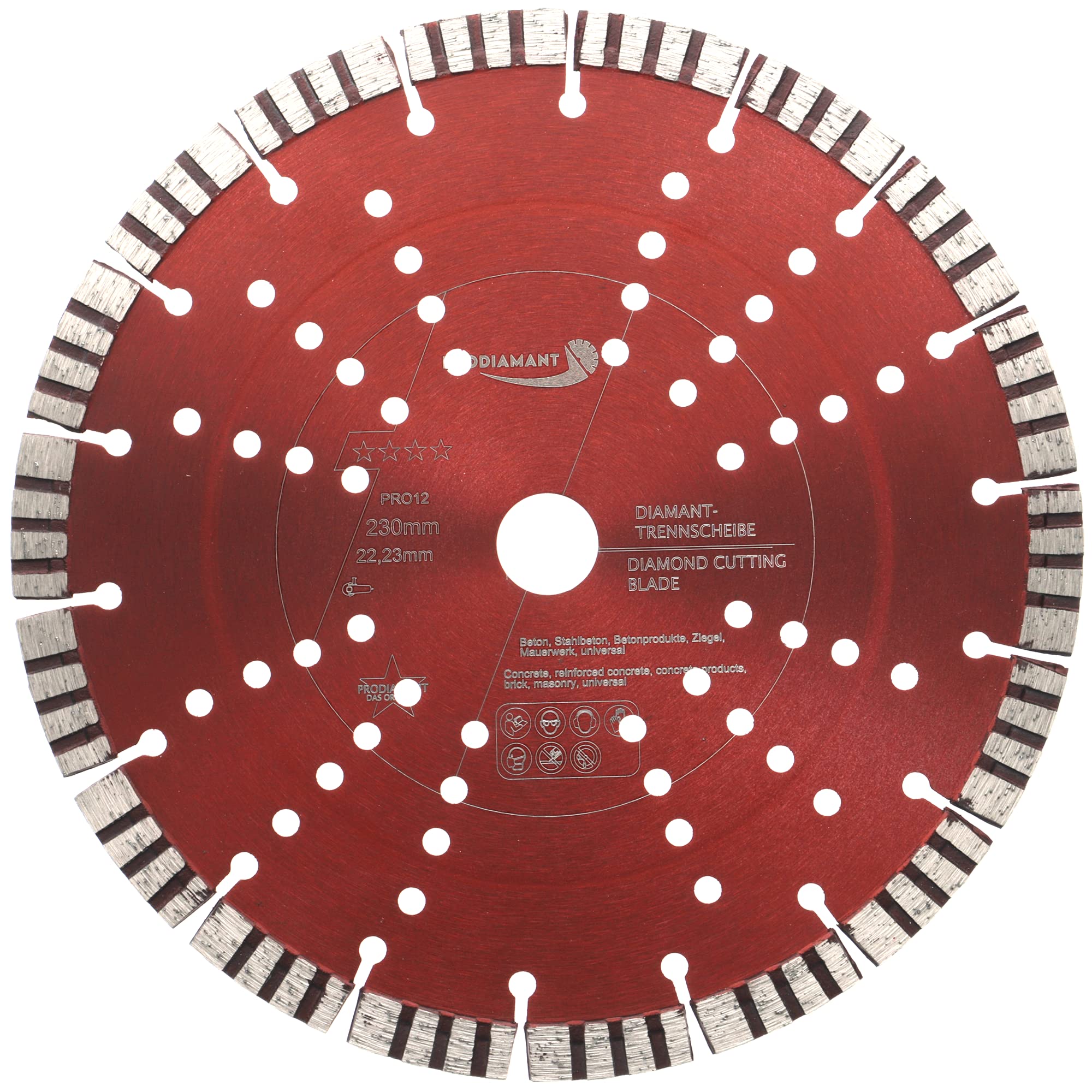 PRODIAMANT Disco de corte de diamante Premium, hormigón 230 mm x 22,23 mm, disco