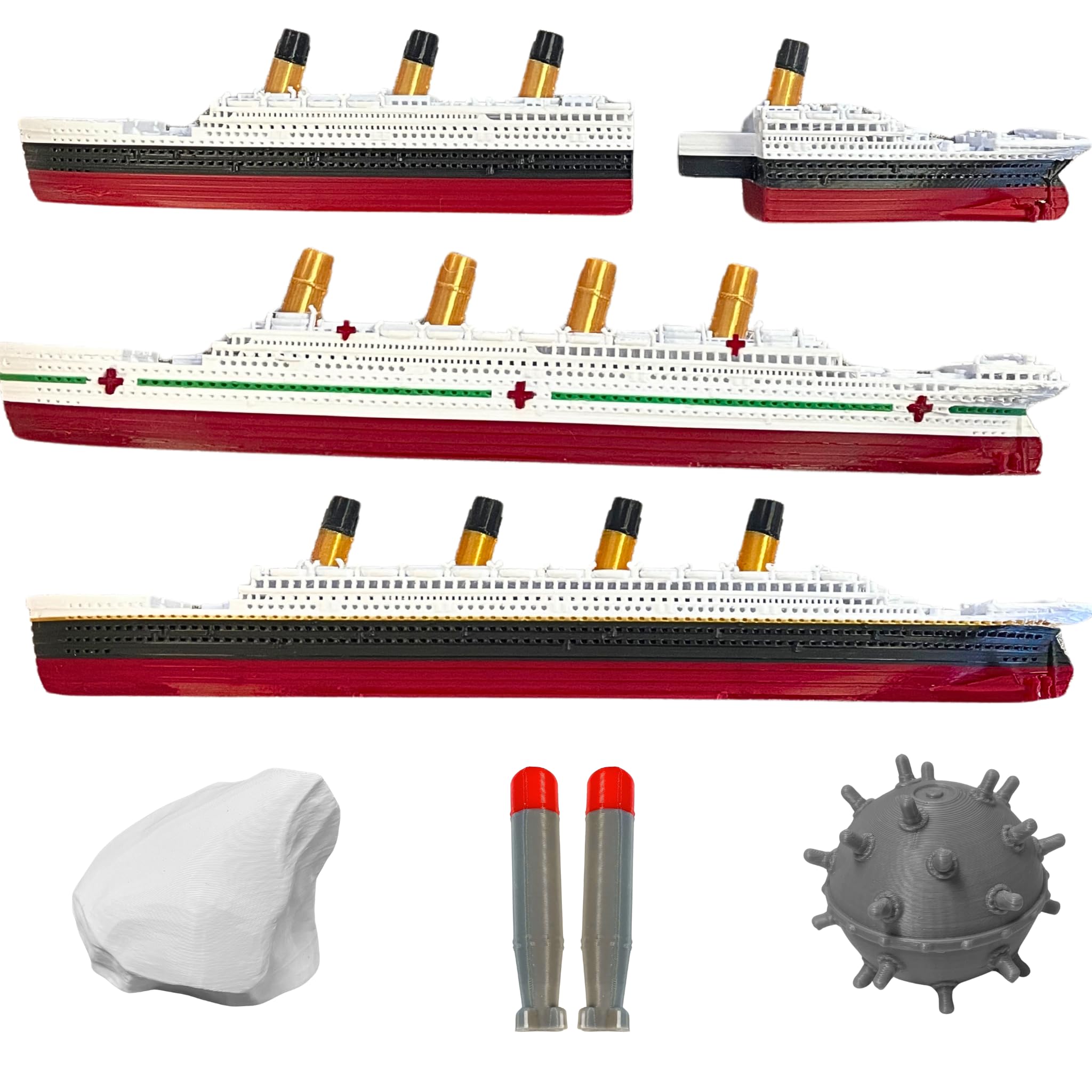 3 Pk Split In Half Titanic & Britannic & Olympic Bath Boat And Pool Toy,Break In