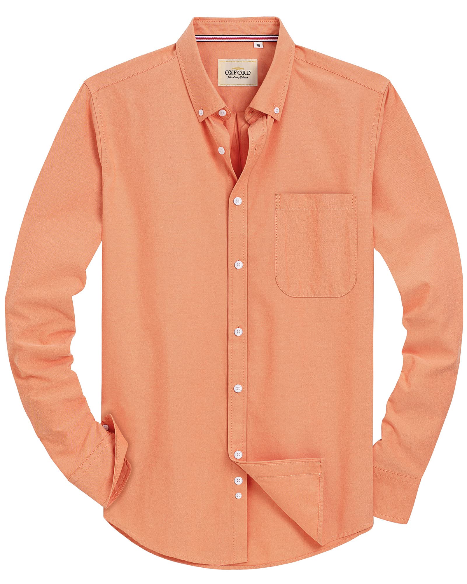 Alimens & Gentle Mens Solid Oxford Shirt Long Sleeve Dress Shirt Work Casual But