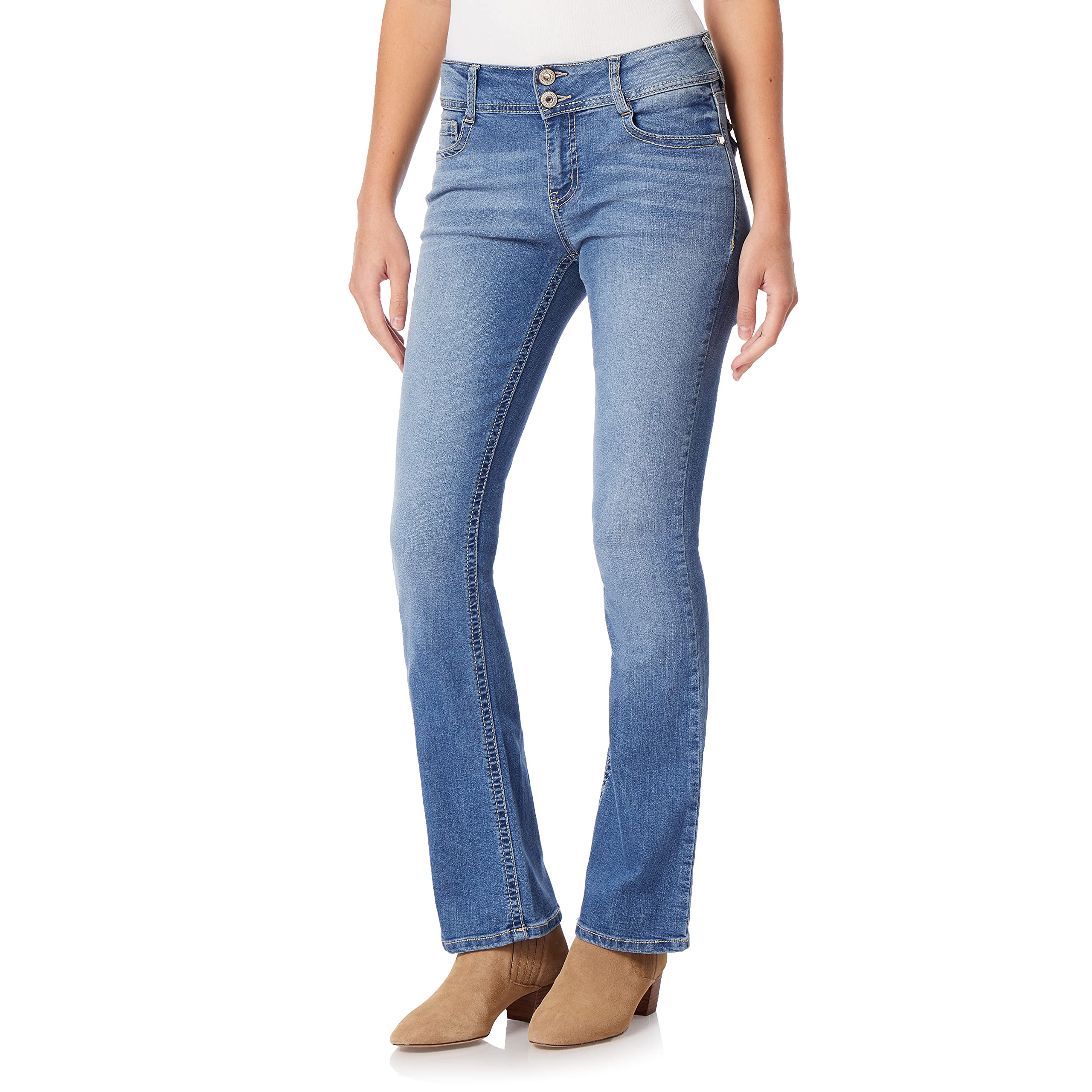 WallFlower Luscious Curvy Women's Mid Waist Bootcut Jeans Insta Stretch Denim Fi