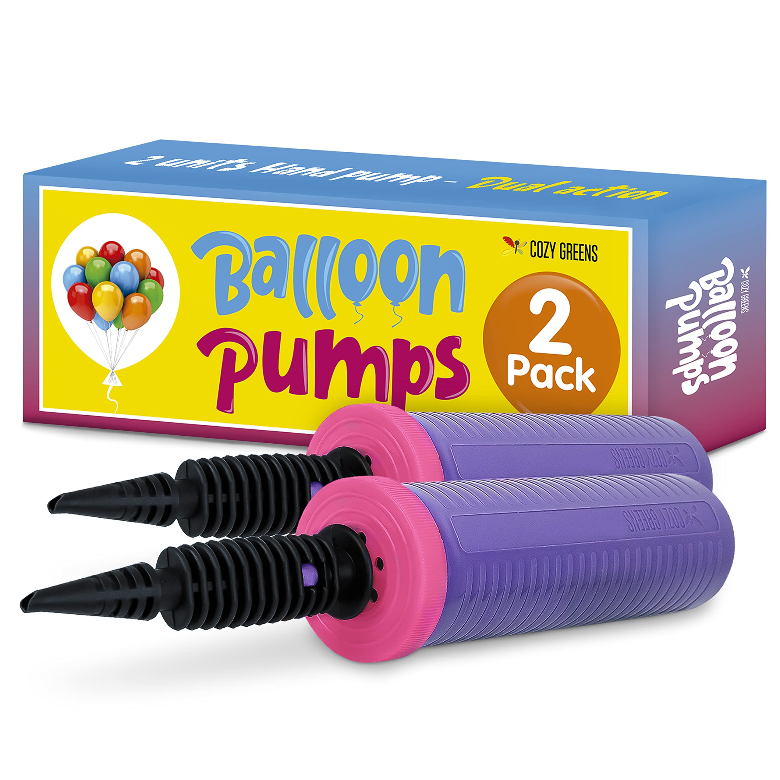 Balloon Pump Hand Held, Inflator Air Pump for Balloons - 2Way Dual Action, Frien