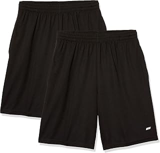 Amazon Essentials Men's Athletic Basketball Gym Shorts, Breathable Moisture Wicking, Loose-Fit Performance Tech, Pack of 2