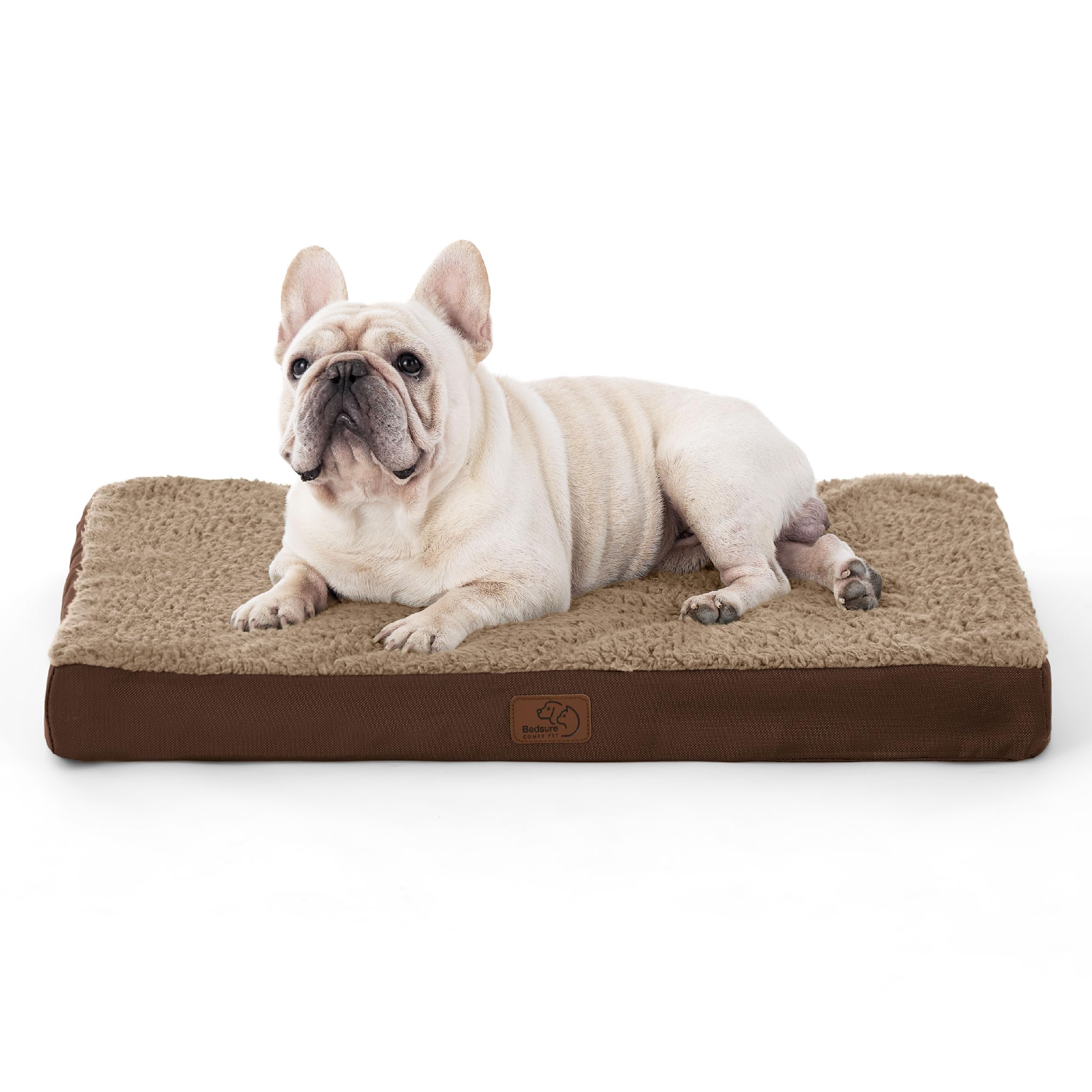 Bedsure Orthopedic Dog Bed with Washable Cover for Small, 76x51cm Brown