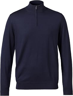 Charles Tyrwhitt Navy Blue Pure Merino Zip Neck Jumper Maglione Uomo (Pacco da 1)