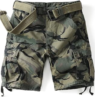 Camo Cargo Shorts for Men Cotton Casual Wild Outdoor Work Relaxed Fit Shorts with Multi-Pocket