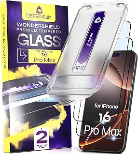 Defenslim WonderShield Screen Protector for iPhone 16 Pro Max, 2 Pack Glass