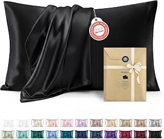 Bedsure Satin Pillow Cases King - Similar to Silk Pillowcase 2 Pack Black
