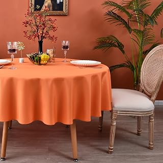 MEANMOY Orange Round Tablecloth 70 Inch Water Resistant Table Cloth