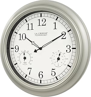 La Crosse Technology WT-3181PL-Q Quartz Indoor/Outdoor Wall Clock, 18"