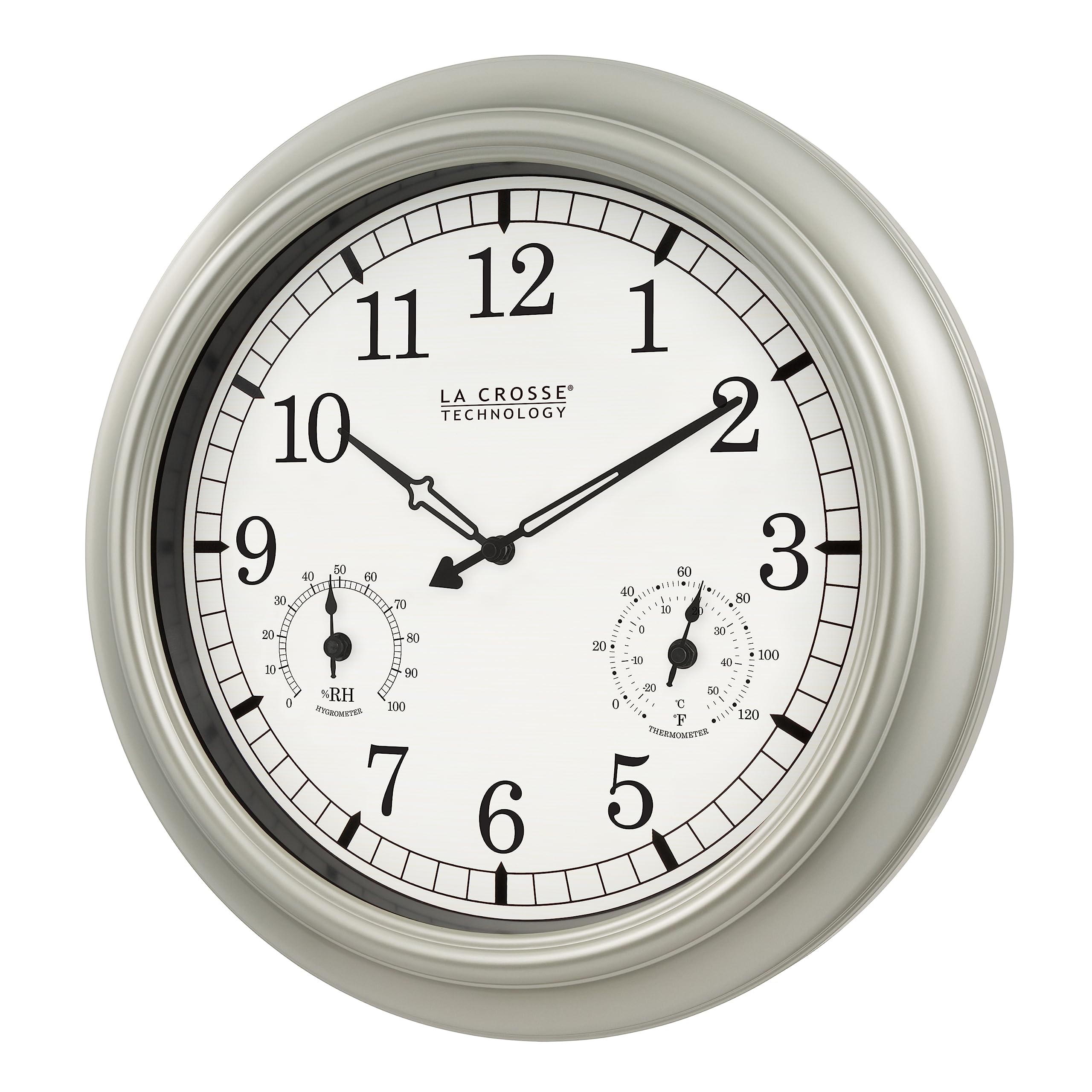 La Crosse Technology WT-3181PL-Q Quartz Indoor/Outdoor Wall Clock, 18"