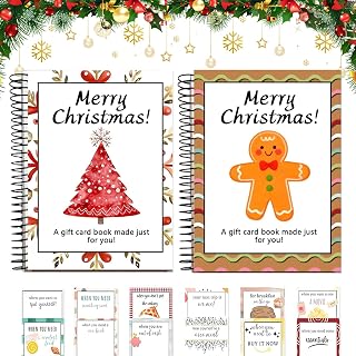 2Pcs Gift Card Booklet Christmas - Creative DIY Gift Card Books with 12 Pages Surprises, Merry Christmas Cards Holder, Fun Xmas Gifts for Family Friends Students (2Pcs(Tree + Gingerbread Man))