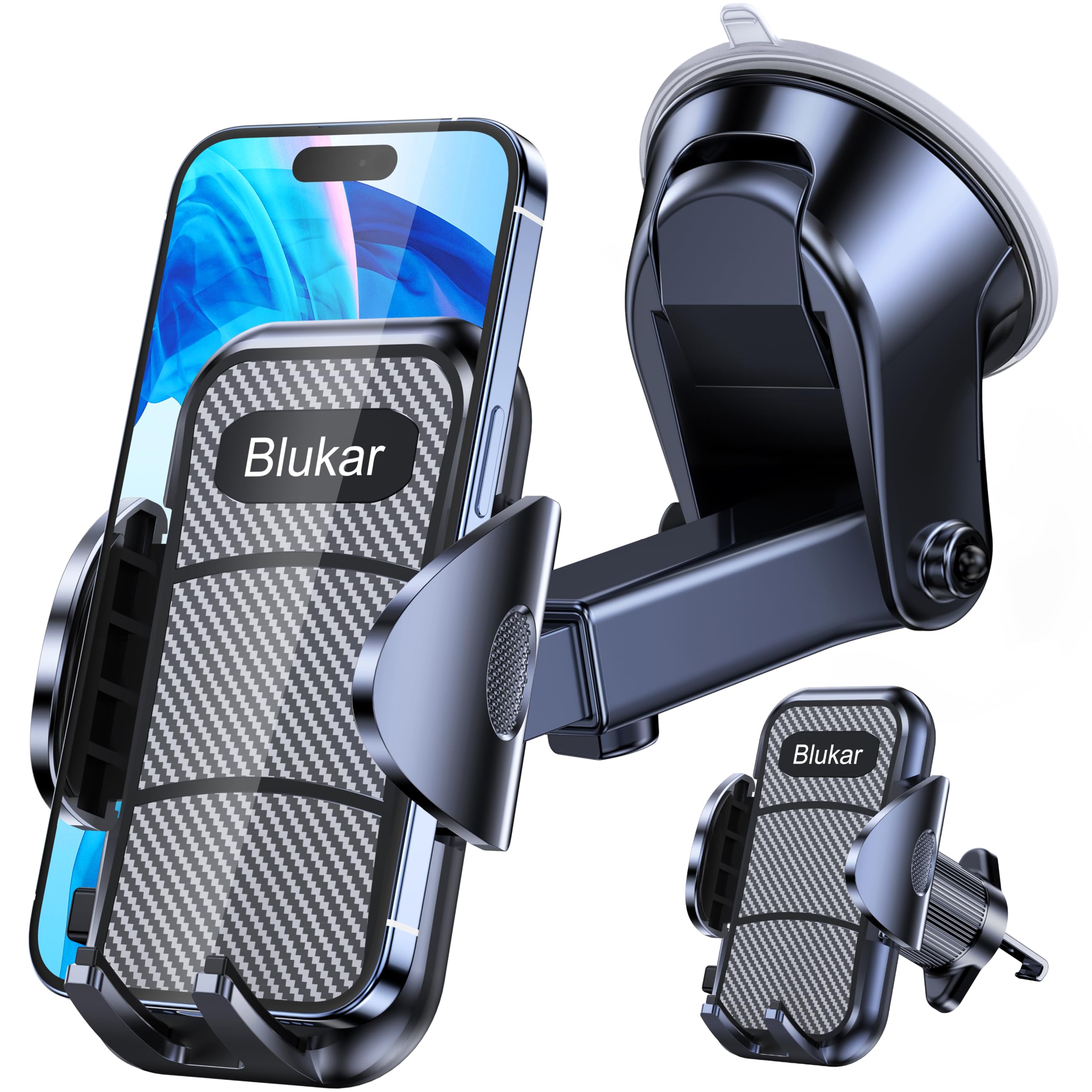Blukar Car Phone Holder, Adjustable Car Phone Mount Cradle 360° Rotation | 4 in 